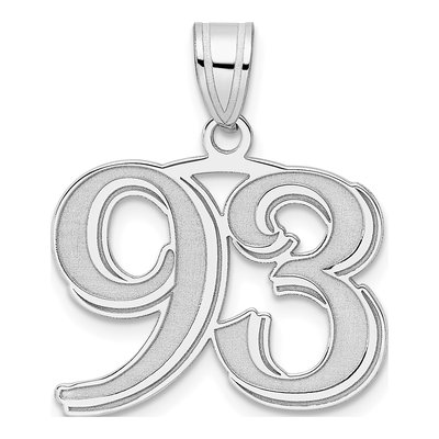 14K White Gold Number 93 Pendant