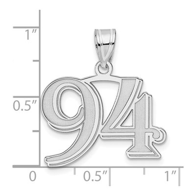 14K White Gold Number 94 Pendant – view 4