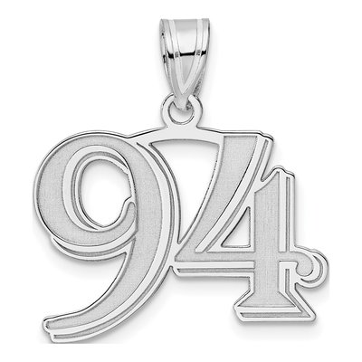 14K White Gold Number 94 Pendant