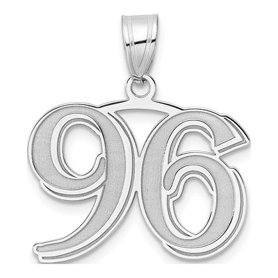 14K White Gold Number 96 Pendant
