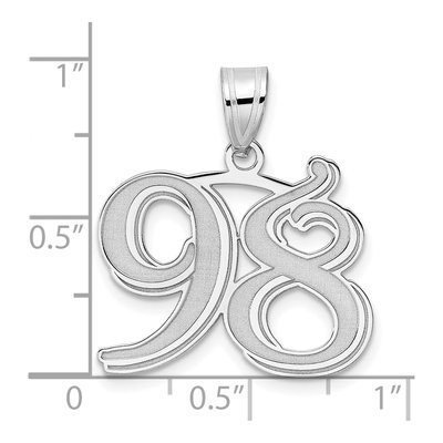14K White Gold Number 98 Pendant – view 4