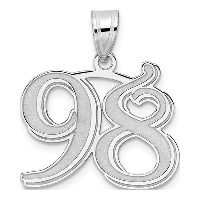 14K White Gold Number 98 Pendant