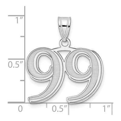 14K White Gold Number 99 Pendant – view 4