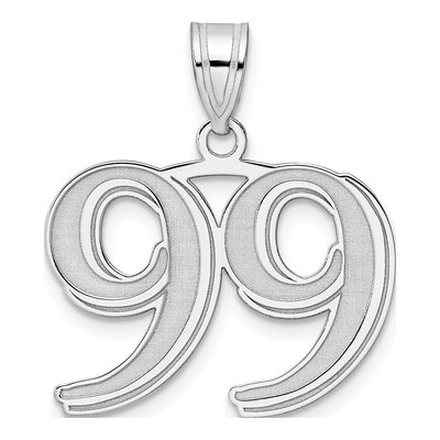14K White Gold Number 99 Pendant