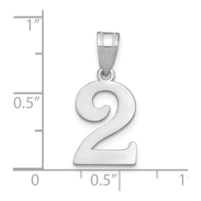 14K White Gold Number 2 Pendant – view 3