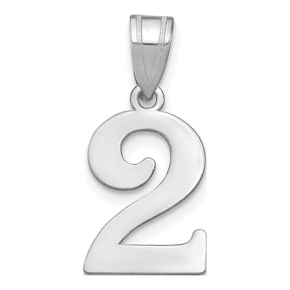 14K White Gold Rhodium-Plated Polished Number 2 Pendant