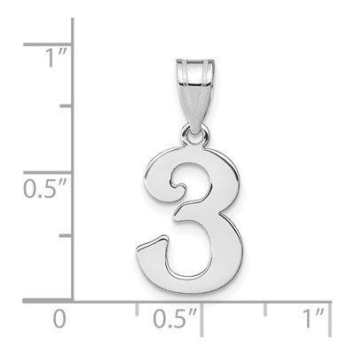 14K White Gold Number 3 Pendant – view 3