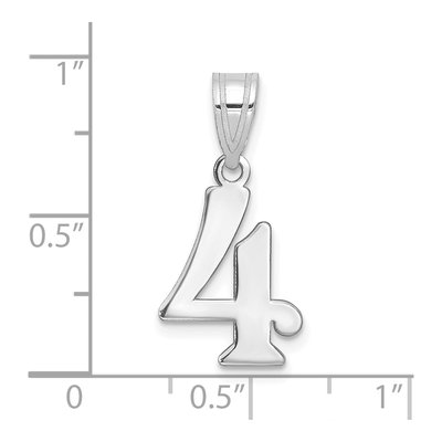 14K White Gold Number 4 Pendant – view 2