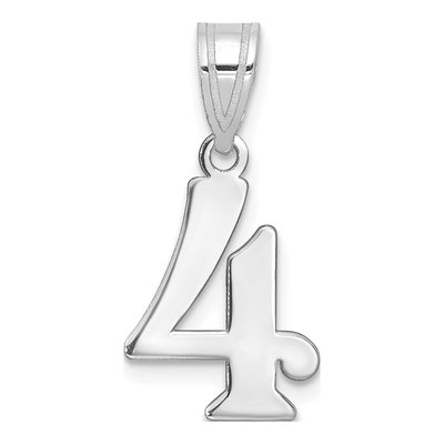 14K White Gold Number 4 Pendant