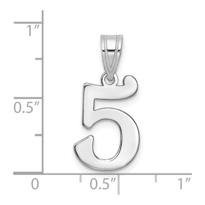 14K White Gold Number 5 Pendant – view 2