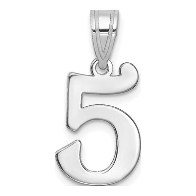 14K White Gold Number 5 Pendant