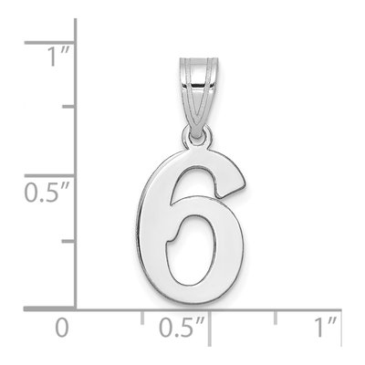 14K White Gold Number 6 Pendant – view 2