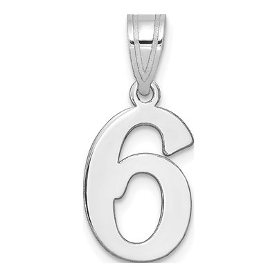 14K White Gold Number 6 Pendant