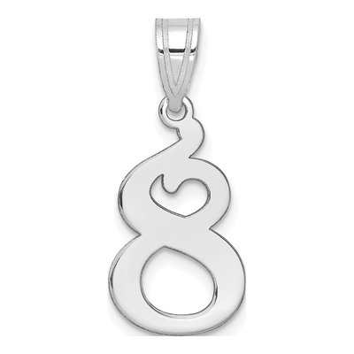 14K White Gold Number 8 Pendant