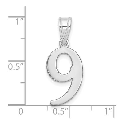 14K White Gold Number 9 Pendant – view 2