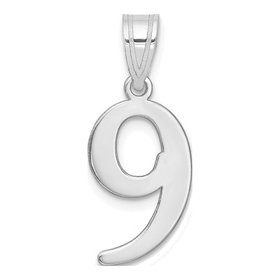 14K White Gold Number 9 Pendant