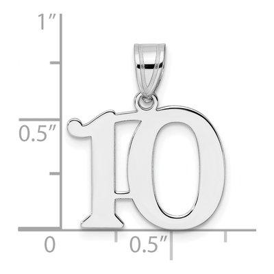 14K White Gold Number 10 Pendant – view 4