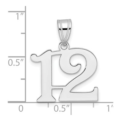 14K White Gold Number 12 Pendant – view 4