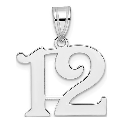 14K White Gold Number 12 Pendant
