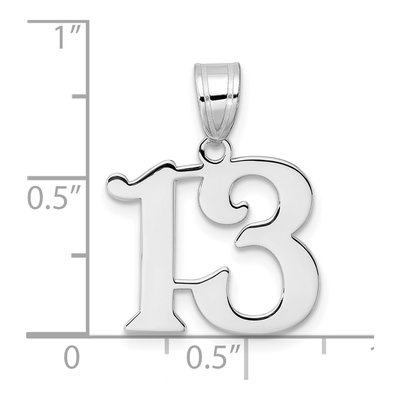 14K White Gold Number 13 Pendant – view 4