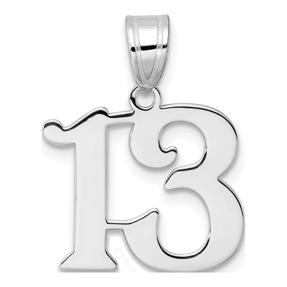 14K White Gold Rhodium-Plated Polished Number 13 Pendant