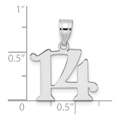 14K White Gold Number 14 Pendant – view 4