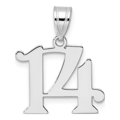 14K White Gold Number 14 Pendant