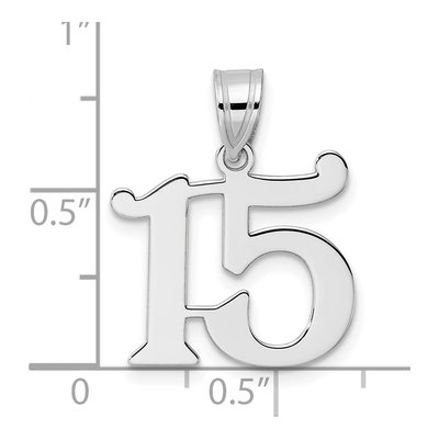 14K White Gold Number 15 Pendant – view 4