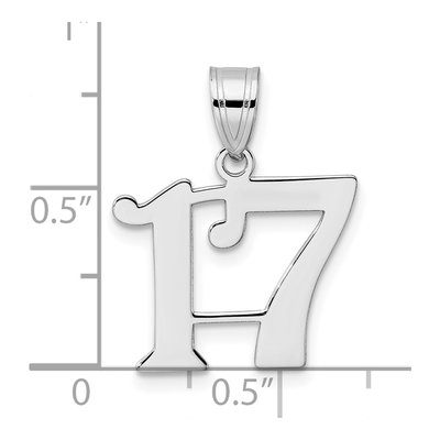 14K White Gold Number 17 Pendant – view 4