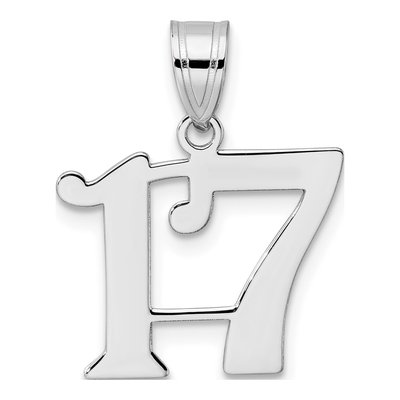 14K White Gold Number 17 Pendant