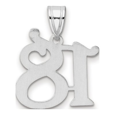 14K White Gold Number 18 Pendant – view 3