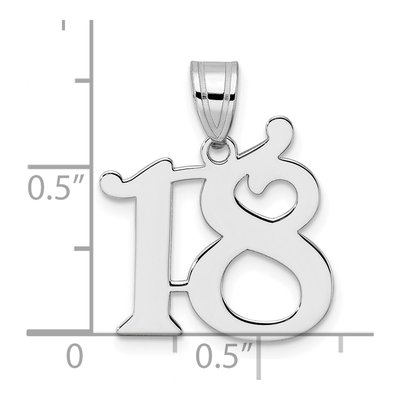 14K White Gold Number 18 Pendant – view 4