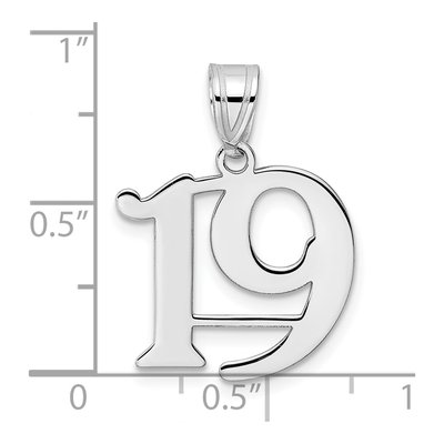 14K White Gold Number 19 Pendant – view 4