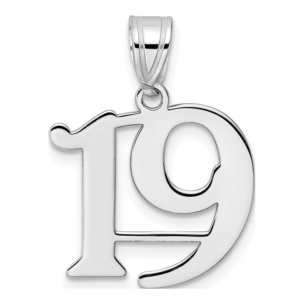 14K White Gold Rhodium-Plated Polished Number 19 Pendant
