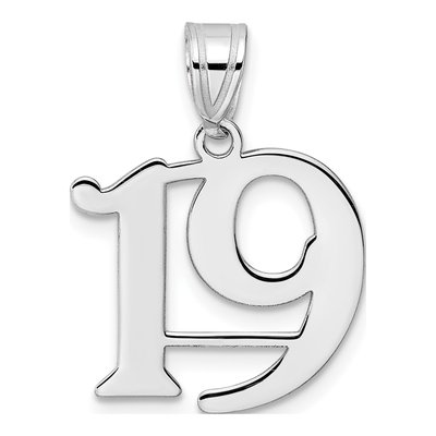 14K White Gold Number 19 Pendant