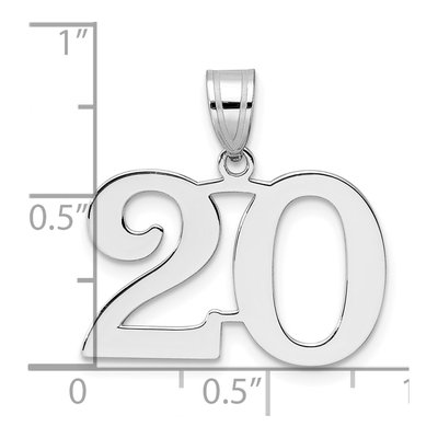 14K White Gold Number 20 Pendant – view 4