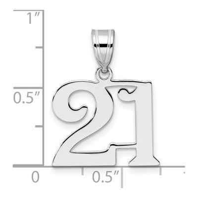 14K White Gold Number 21 Pendant – view 4