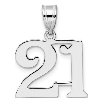 14K White Gold Number 21 Pendant
