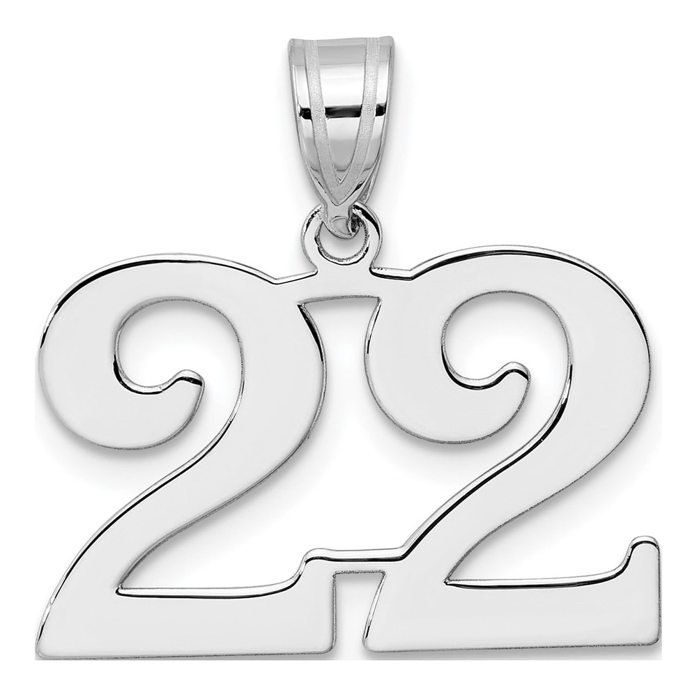14K White Gold Rhodium-Plated Polished Number 22 Pendant