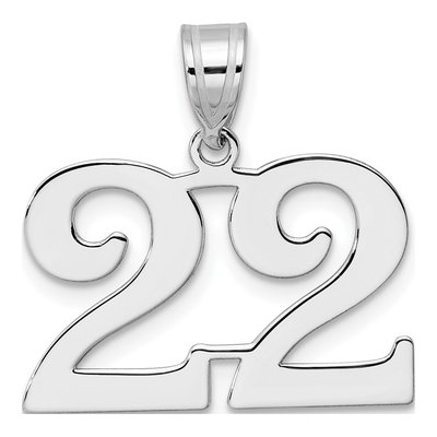 14K White Gold Number 22 Pendant