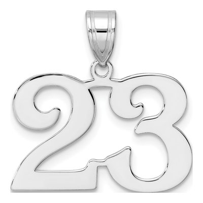 14K White Gold Number 23 Pendant