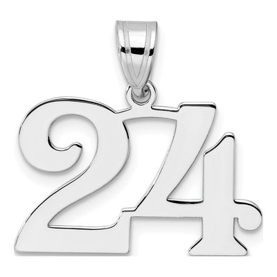 14K White Gold Number 24 Pendant