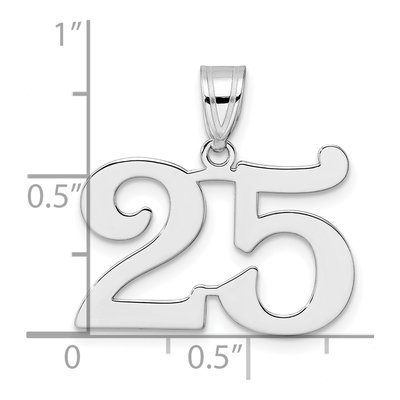 14K White Gold Number 25 Pendant – view 4