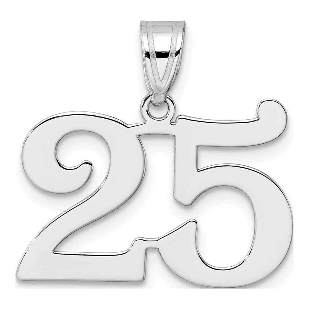 14K White Gold Rhodium-Plated Polished Number 25 Pendant