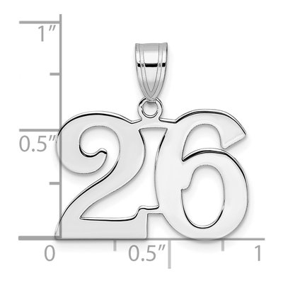 14K White Gold Number 26 Pendant – view 4