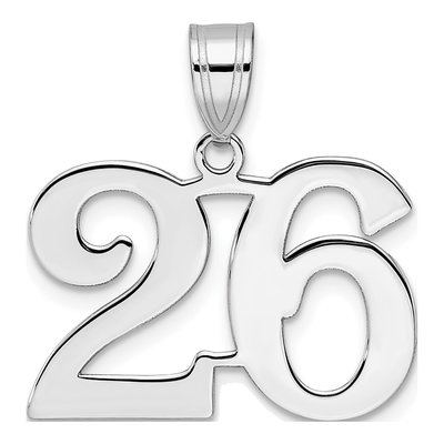 14K White Gold Number 26 Pendant