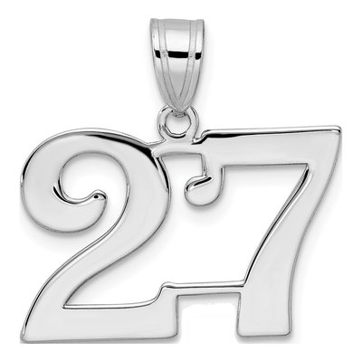14K White Gold Number 27 Pendant