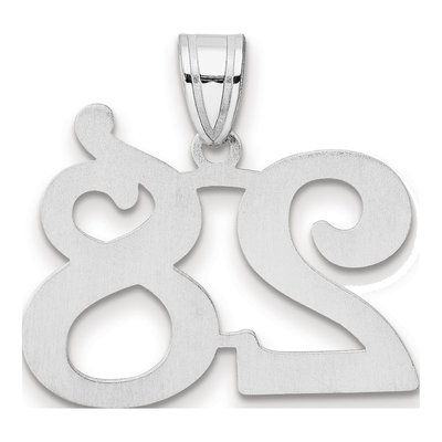 14K White Gold Number 28 Pendant – view 3