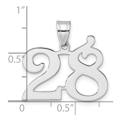 14K White Gold Number 28 Pendant – view 4