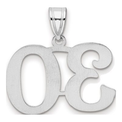 14K White Gold Number 30 Pendant – view 3